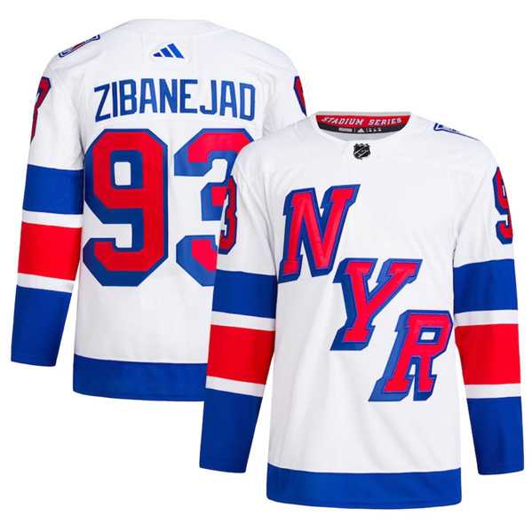 Men%27s New York Rangers #93 Mika Zibanejad White 2024 Stadium Series Stitched Jersey Dzhi->new york rangers->NHL Jersey